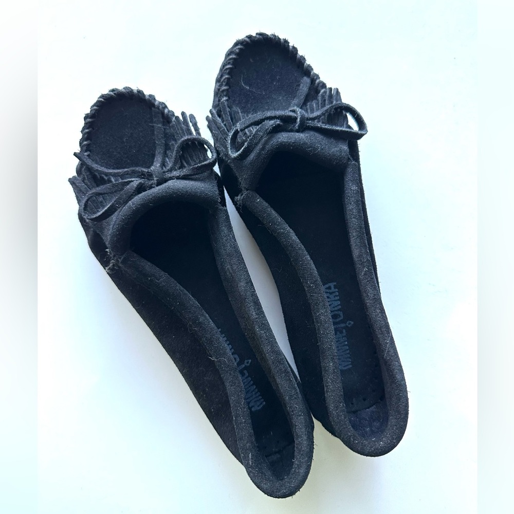 Minnetonka slip on shoe.